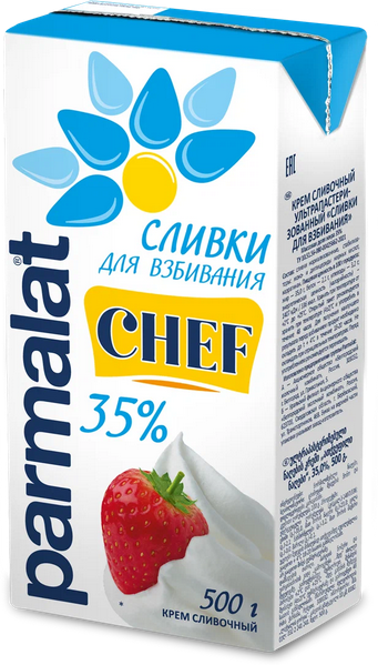 Сливки PARMALAT 500гр 35% д/взбивания 1/24шт Продукт без заменителя молочного жира