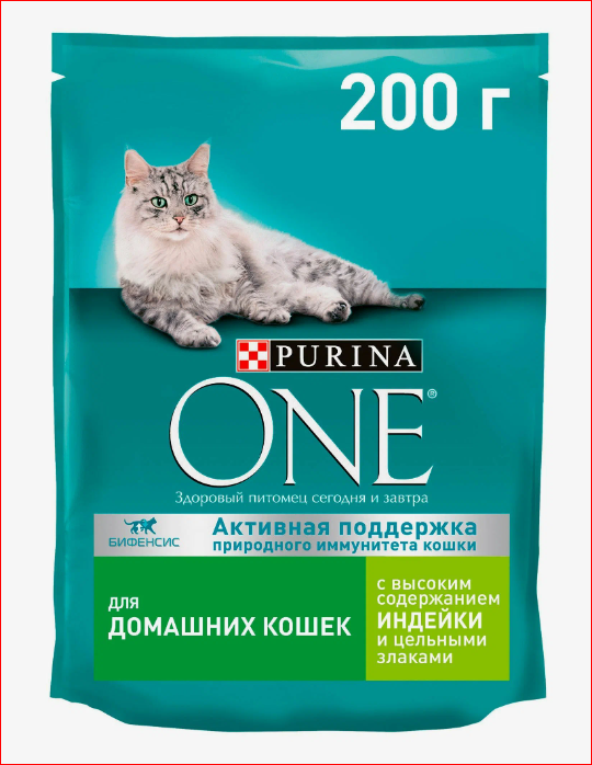 Корм д/кошек PURINA ONE INCOOR 200гр Индейка 1/10шт