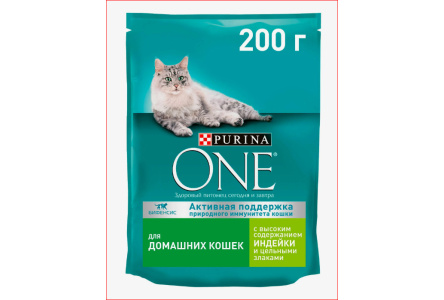 Корм д/кошек PURINA ONE INCOOR 200гр Индейка 1/10шт
