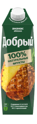 Сок/Нектар ДОБРЫЙ 1л Ананас/яблоко 1/12шт