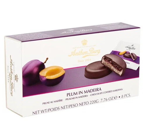 Набор конфет ANTHON BERG 220гр Марципан слива в мадейре 1/12шт