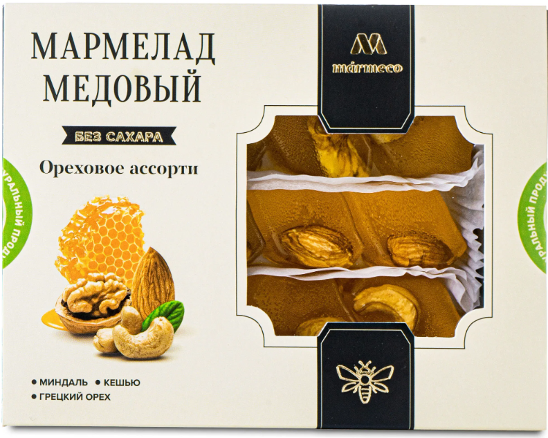Мармелад медовый MARMECO 200гр Ореховое ассорти б/сахара 1/10шт