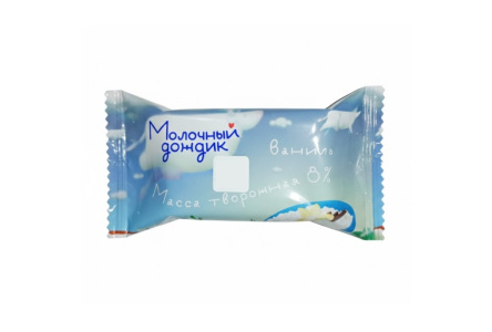 Творожная масса МОЛОЧНЫЙ ДОЖДИК 180гр 8% Ванилин 1/6шт БЗМЖ