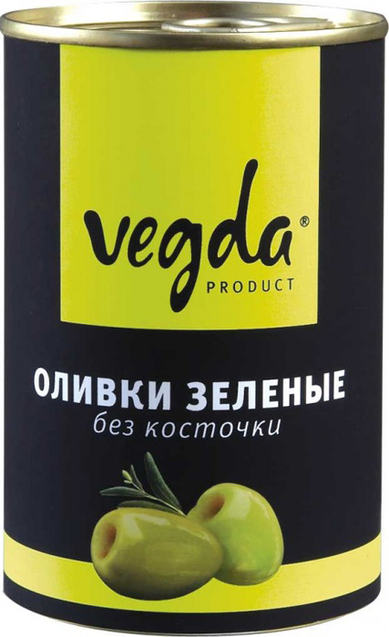 Оливки VEGDA 300мл без косточки ж/б 1/12шт