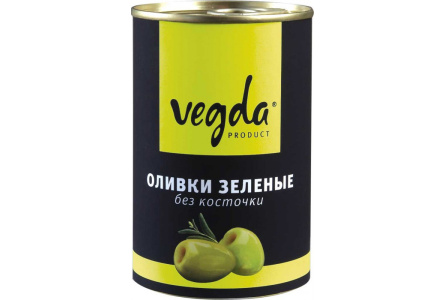 Оливки VEGDA 300мл без косточки ж/б 1/12шт