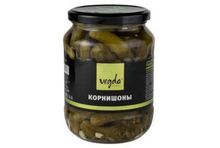 Огурцы VEGDA 720мл Корнишоны ст/б 1/8шт