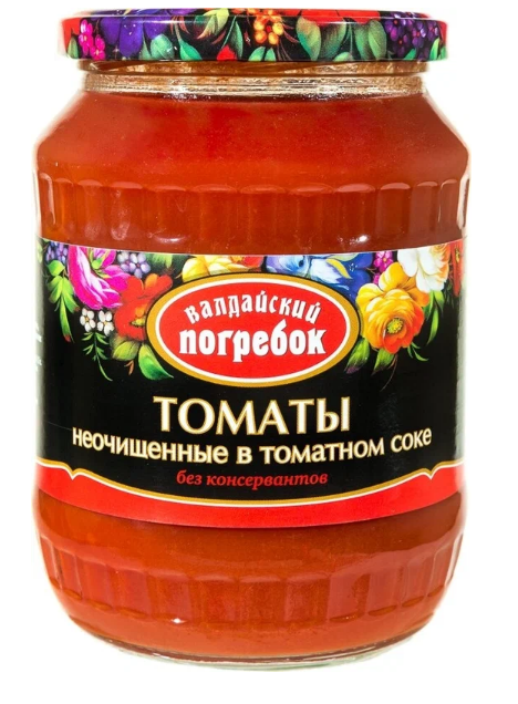 Томаты ВАЛДАЙСКИЙ ПОГРЕБОК 660гр Неочищенные в том соке ГОСТ ст/б 1/8шт