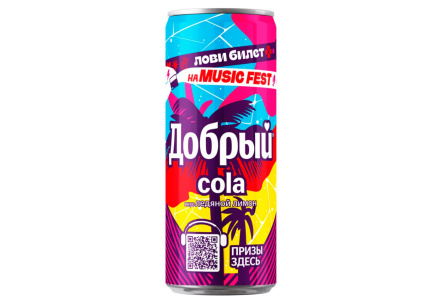 Напиток газ ДОБРЫЙ 0,33л Кола/лимон ж/б 1/12шт