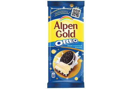 Шоколад ALPEN GOLD Oreo 85гр Два шоколада/печенье 1/19шт