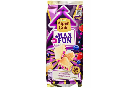 Шоколад ALPEN GOLD MAX FUN 140гр Ягодный микс/взрывная карамель 1/15шт