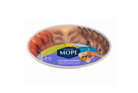 Ассорти ВКУСНОЕ МОРЕ 170гр ф/к Горбуша/Сельдь/Скубрия в масле 1/20шт