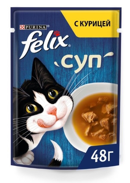 Корм д/кошек FELIX 48гр Суп с курицей 1/36шт