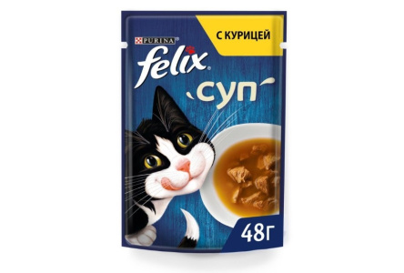 Корм д/кошек FELIX 48гр Суп с курицей 1/36шт