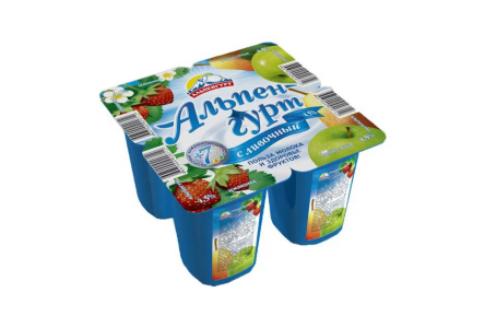 Йогурт АЛЬПЕНГУРТ 100гр 4,5% Земляника/Яблоко/Груша 1/24шт