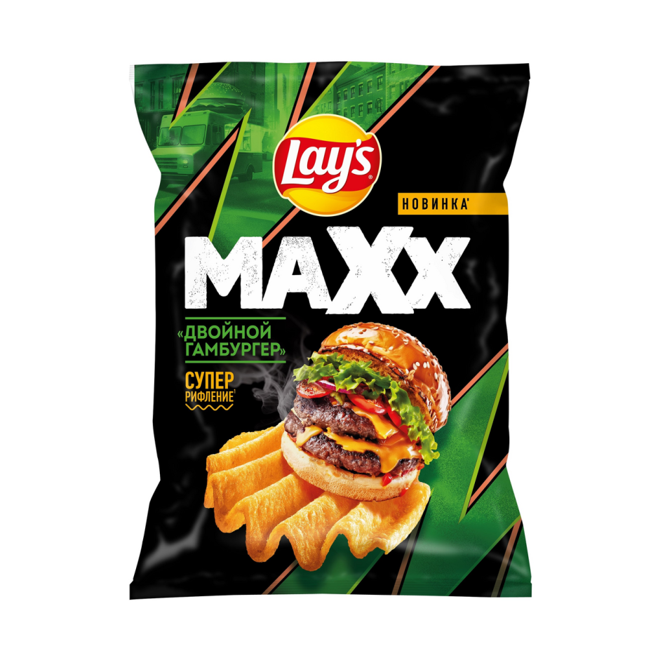 Чипсы LAYS MAX 100гр Гамбургер двойной 1/20шт
