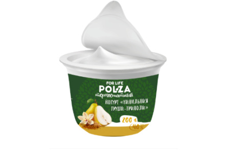 Йогурт термостатный POLZA 200гр 4% Ванильная груша с гранолой 1/8шт Серышевский