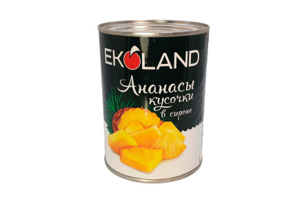 Компот EKOLAND 850мл Ананасы кусочки ж/б 1/12шт