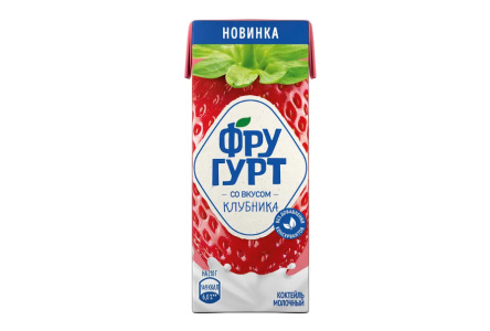 Коктейль молочный ФРУГУРТ 200мл 2% Клубника т/п 1/27шт Продукт без заменителя молочного жира