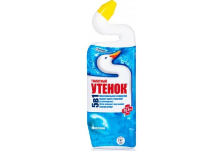 Средство д/унитаза чистящее ТУАЛЕТНЫЙ УТЕНОК 500мл 5 в 1 Видимый эффект