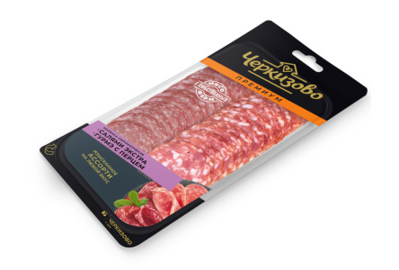 Колбаса сырокопченая ЧЕРКИЗОВО 85гр Ассорти салями экстра/гурмэ с перцем нарезка 1/12шт