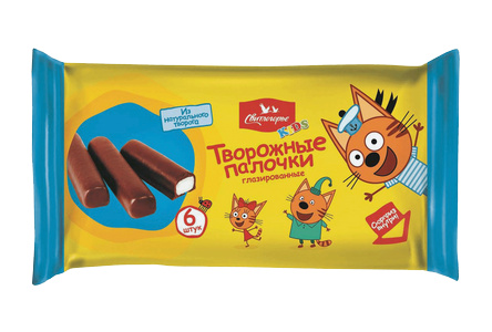 Сырок творожный ТРИ КОТА 180гр 16% Ваниль палочки 1/4шт Свитлогорье 501