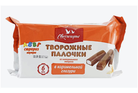 Сырок творожный СВИТЛОГОРЬЕ 180гр 23% в карамельной глазури с ванилью палочки 1/8шт 354/351