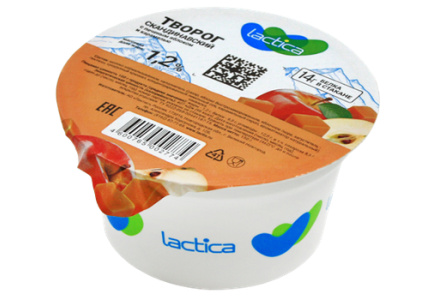 Творог LACTICA 150гр 1,2% Скандинавский с печеным яблоком/карамелью пп-стакан 1/6шт БЗМЖ