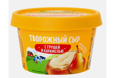 Сыр творожный РОДНОЕ ДОБРОСЕЛОВО 150гр 50% Груша/карамель пл/ст 1/8шт