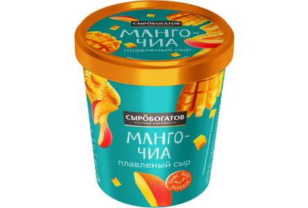 Сыр плавленый СЫРОБОГАТОВ 130гр 30% Манго/чиа стакан 1/8шт