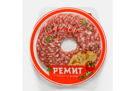 Колбаса сырокопченая РЕМИТ 80гр Salsa нарезка тарелка 1/20шт