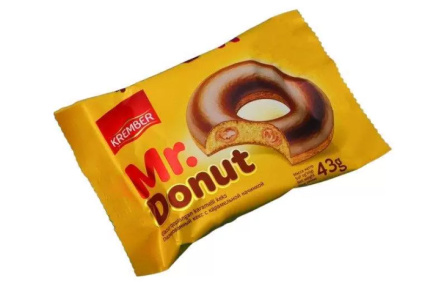 Кекс MR.DONUT 43гр С карамельной начинкой 1/28шт Узбекистан