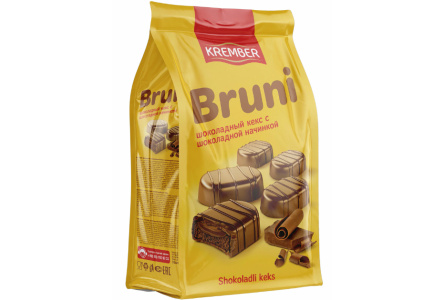 Кекс глазированный BRUNI 190гр С какао начинкой 1/18шт Узбекистан