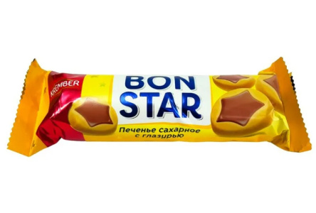 Печенье BON STAR 90гр Шоколадная глазурь 1/30шт Узбекистан