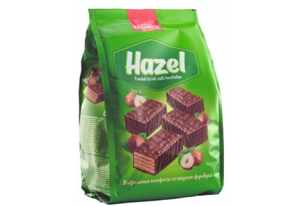 Вафли глазированные HAZEL 255гр Фундук 1/18шт Узбекистан