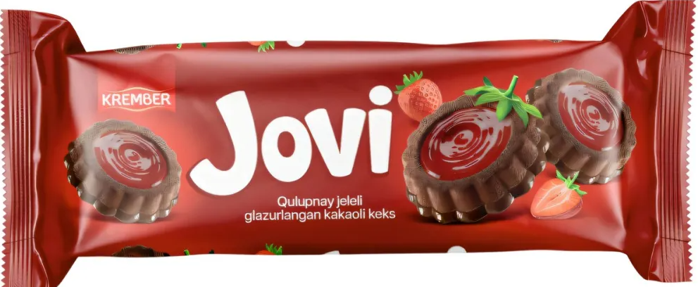 Кекс глазированный JOVI 180гр С клубничным желе 1/12шт Узбекистан