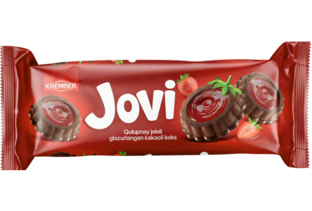 Кекс глазированный JOVI 180гр С клубничным желе 1/12шт Узбекистан