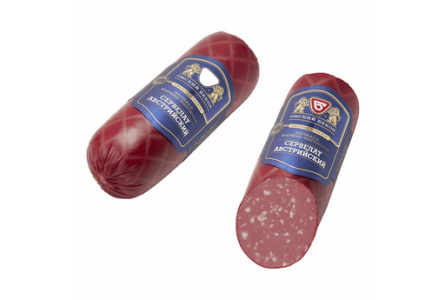 Колбаса полукопченая ОМСКИЙ БЕКОН 400гр Сервелат Австрийский в/у