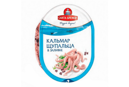 Щупальца кальмара РУССКОЕ МОРЕ 180гр Командорского в заливке 1/6шт