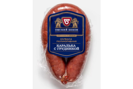 Колбаса полукопченая ОМСКИЙ БЕКОН 300гр Каралька с грудинкой