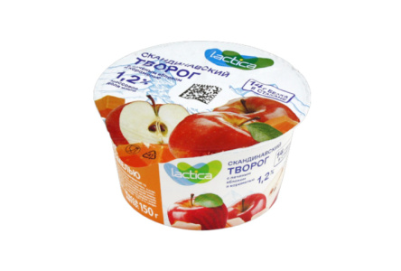 Творог мягкий LACTICA 150гр 1,2% 14гр белка с печеным яблоком и карамелью стакан 1/6шт БЗМЖ
