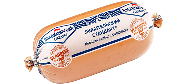 Колбаса вареная ВЛАДИМИРОВСКИЙ СТАНДАРТ 500гр со шпиком 1/15шт