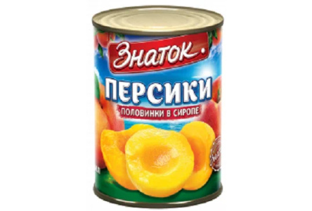 Компот ЗНАТОК 410гр Персики половинки в сиропе ж/б 1/24шт