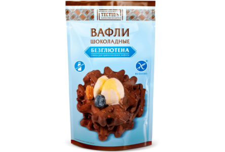 Смесь д/выпечки ТЕСТОВЬ 200гр Вафли шоколадные б/глютена 1/6шт
