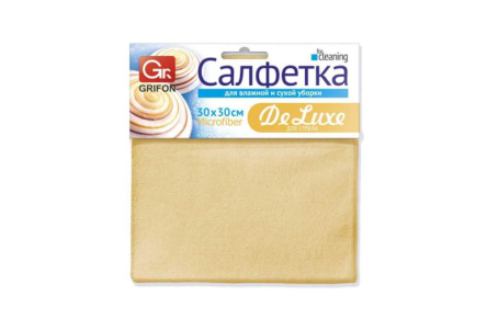Салфетка д/стекла GRIFON De Luxe 30*30 см из микрофибры 1/100 900-015