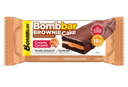 Пирожное глазированное BOMBBAR 45гр Сливочная карамель 1/20шт