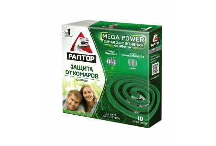 Спираль РАПТОР 10шт от комаров б/запаха 1/24шт