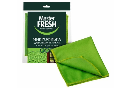Салфетка МАСТЕР ФРЕШ 1шт Микрофибра д/стекла и зеркал 1/48/80/144