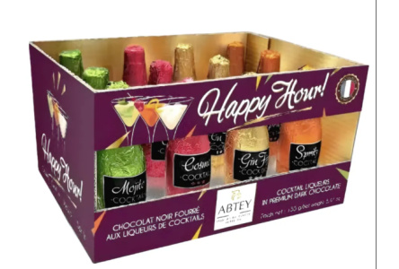 Набор конфет ABTEY HAPPY HOUR 155гр Мини бутылочки джин/ром/водка/ликер 1/12шт