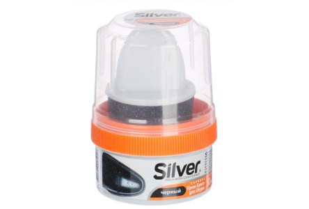 Крем д/обуви SILVER Premium 50мл с губкой черный 1/48