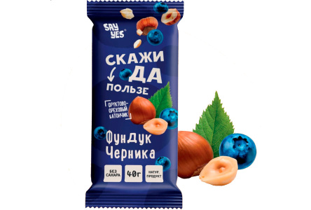 Батончик фруктово-ореховый SAY YES 40гр Чернослив/черника/фундук 1/20шт